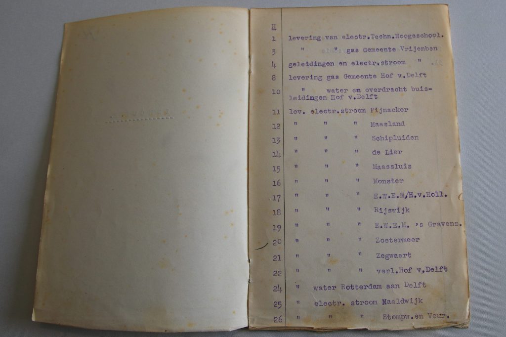 Overeenkomsten tussen Delft en omliggende gemeenten over levering stroom, gas en water, 1909-1943 (archief 60, inv.nr. 132)