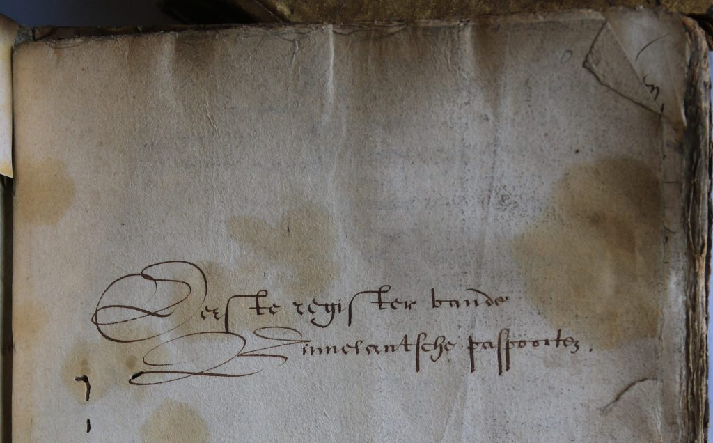 Register van binnenlandse paspoorten, 1623-1626, titelpagina (Archief 1, inv.nr 4083)