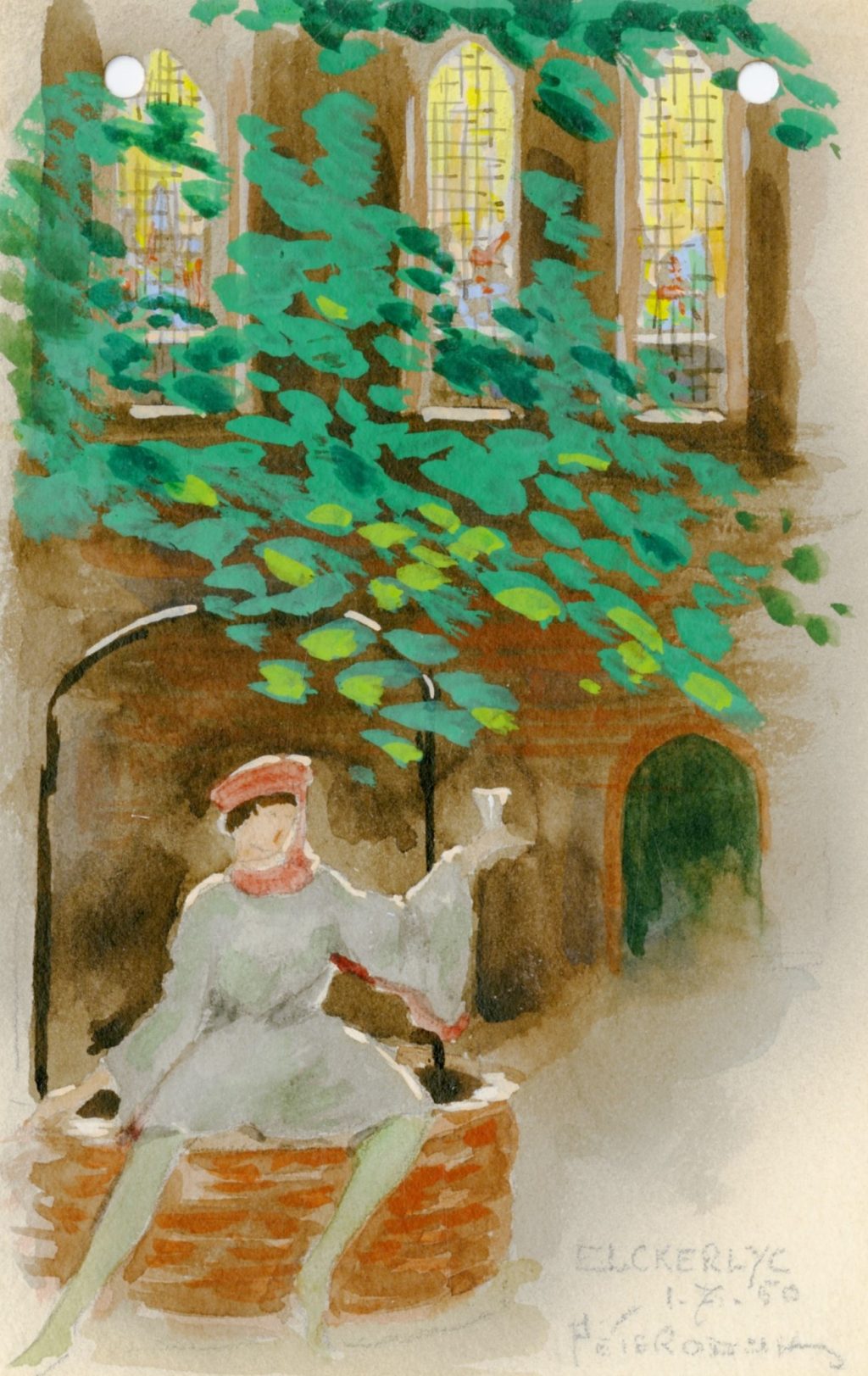 Peter Odijk, Gouache gemaakt bij de opvoering van de Elckerlyc, 1950 (TMS 123150)