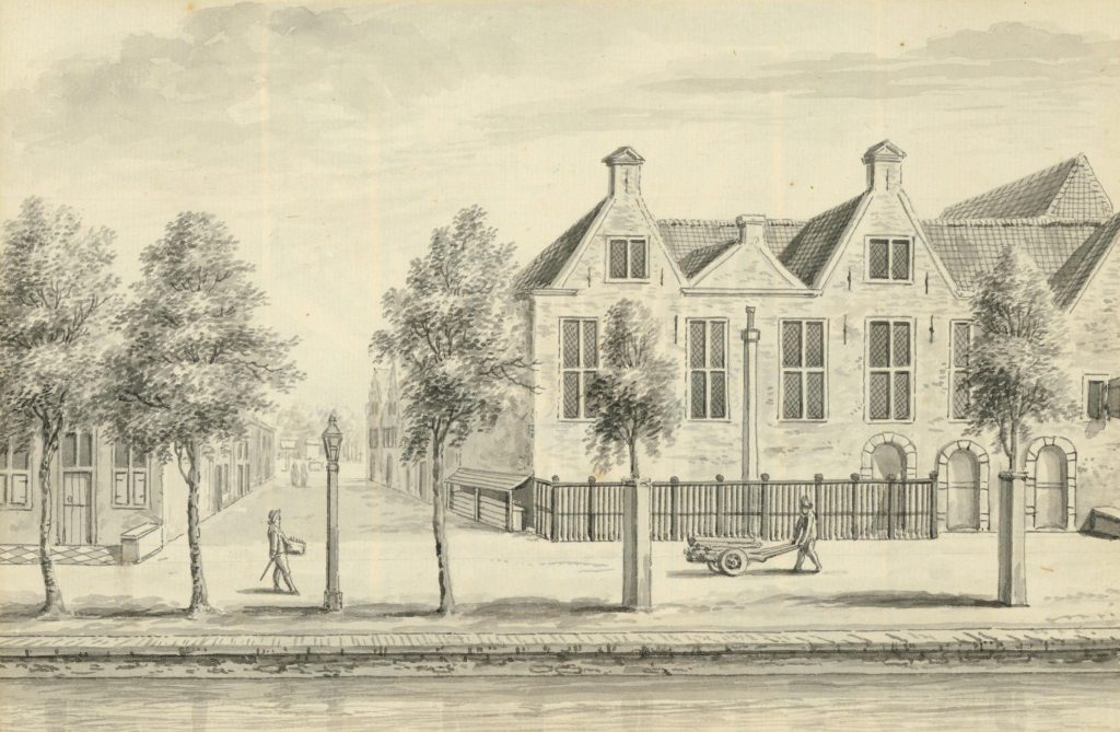 De lutherse kerk aan de Verwersdijk, hoek Van der Mastenstraat, 18e eeuw (TMS 5689)