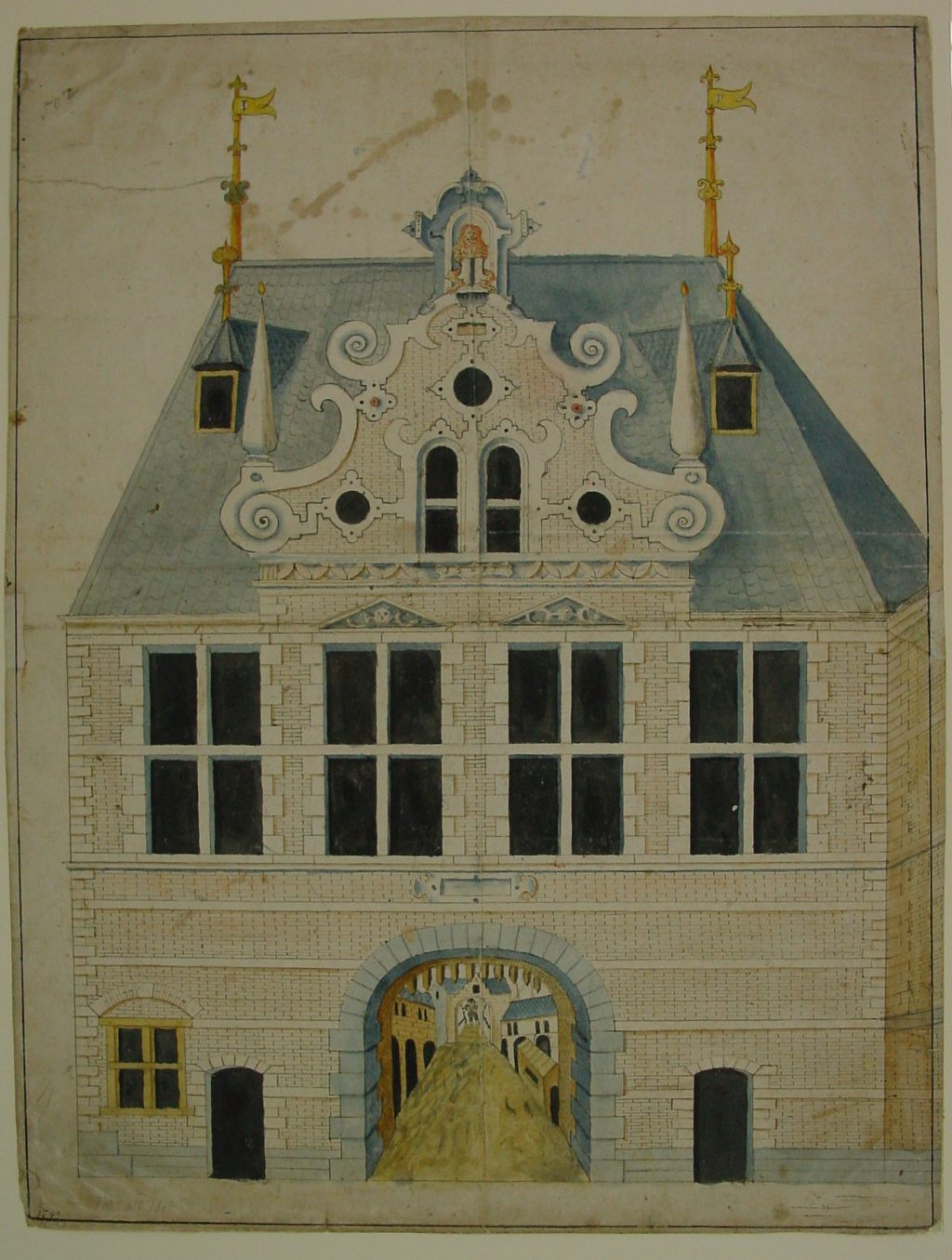 Tekening van de binnenzijde van de Rotterdamsepoort, 1599 (TMS 8321)