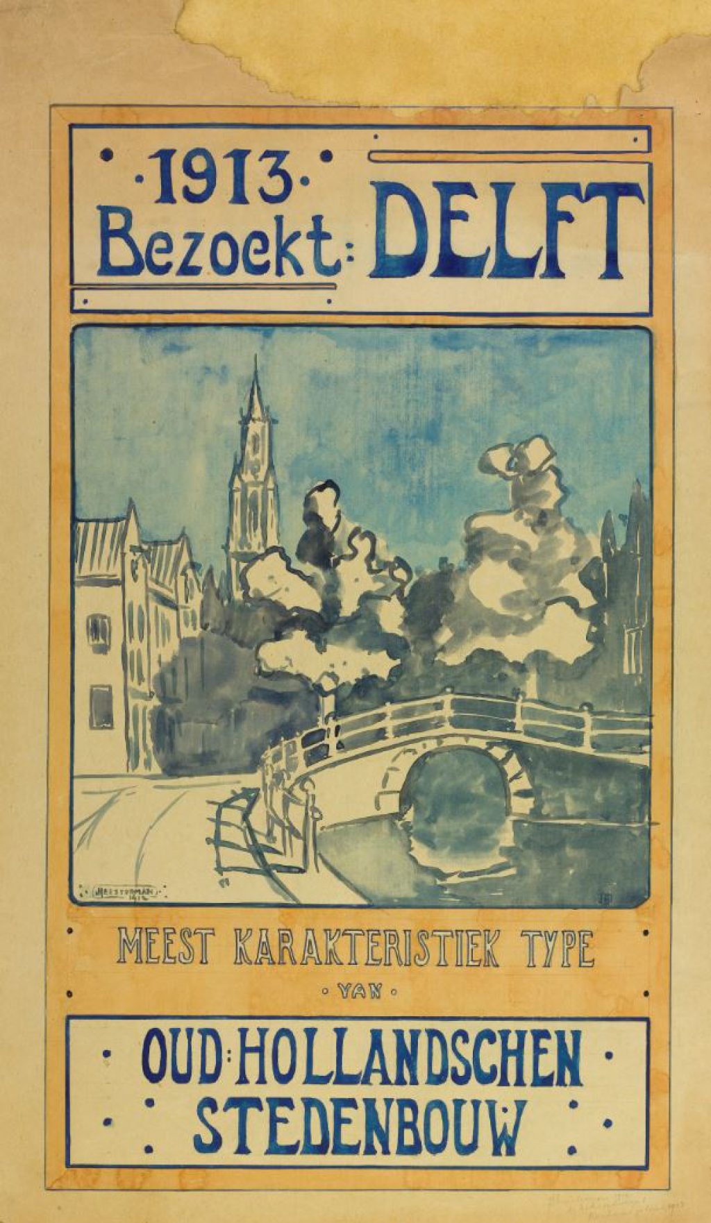 Jan Heesterman, ontwerp van een promotieaffiche voor Delft, 1912 (TMS 65360)