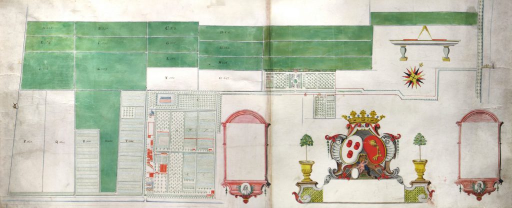 Kaart van de landerijen van Juliaen Groenewegen, circa 1713. (TMS 221034)