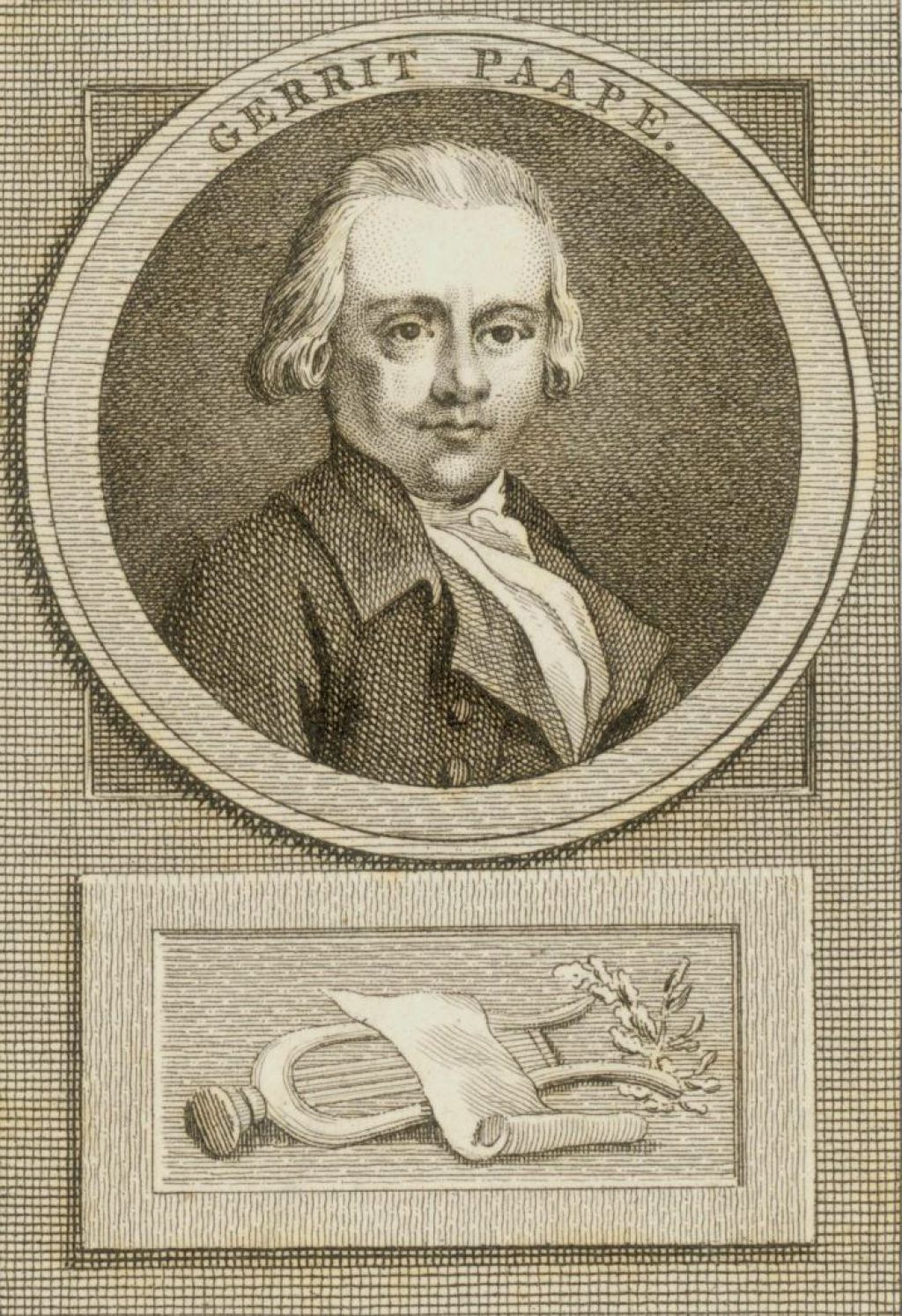 Gegraveerd portret van Gerrit Paape (1752-1803) door Cornelis Bogerts. (TMS 70213)