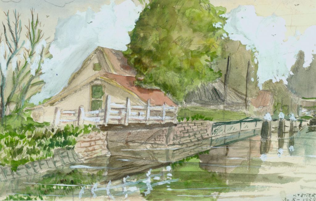 Kees Tetteroo, Sluis in de Tweemolentjesvaart aan Aan ’t Verlaat, 3 mei 1959. (TMS 63351)