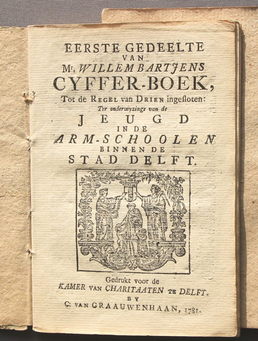 Cyfferboek van Willem Bartjens, in 1781 gedrukt voor de Delftse armenscholen (Archief 447, inv.nr 2183)